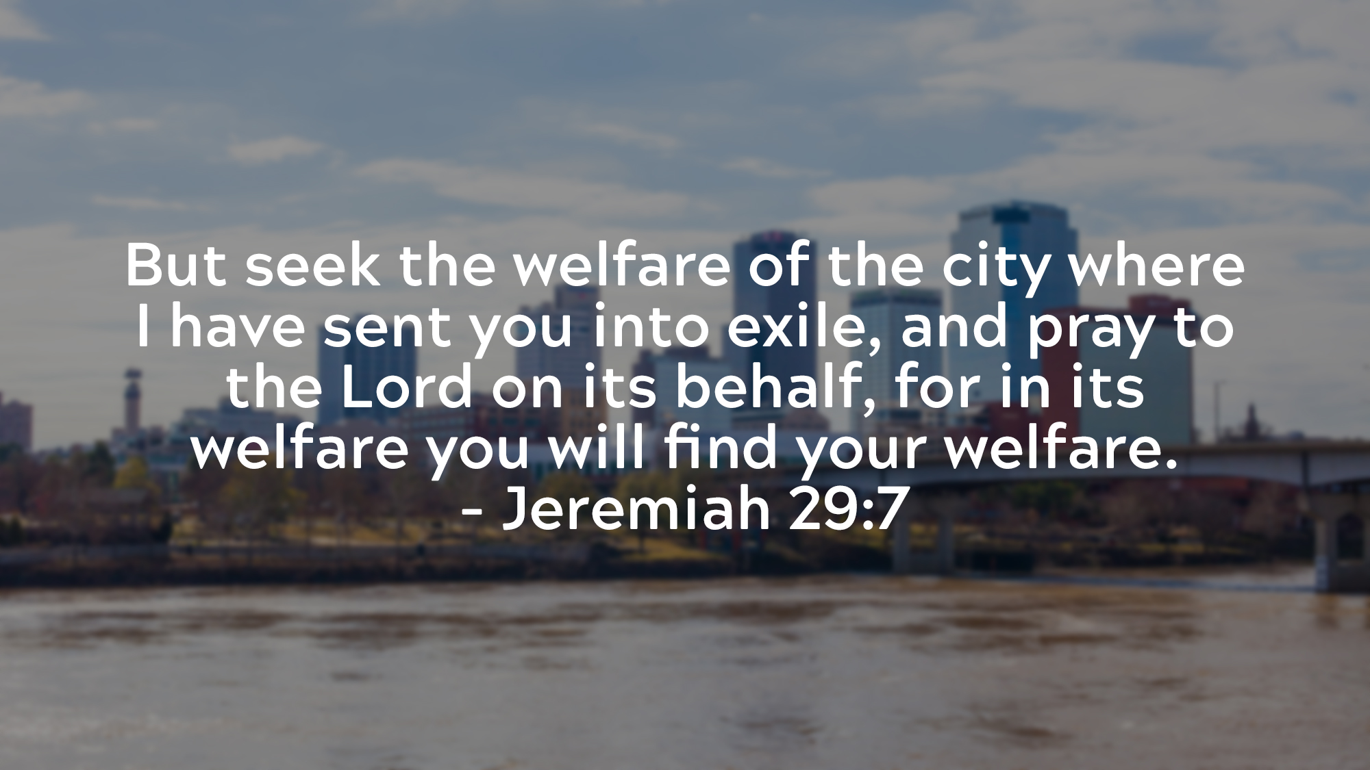 Cityscape with scripture