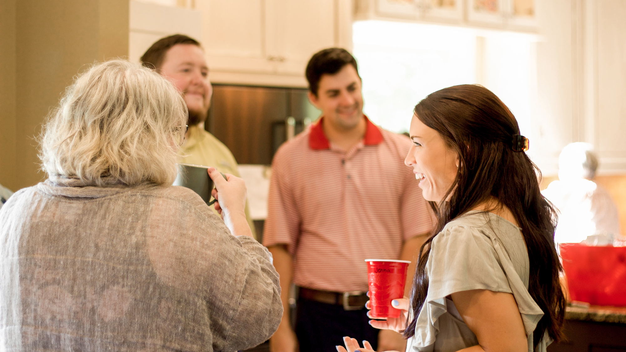 Group talking in home