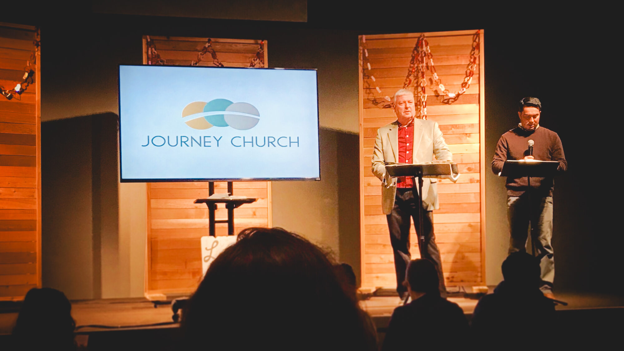 Pastor Kevin McMahan preaching at Journey Church in North Little Rock, Arkansas