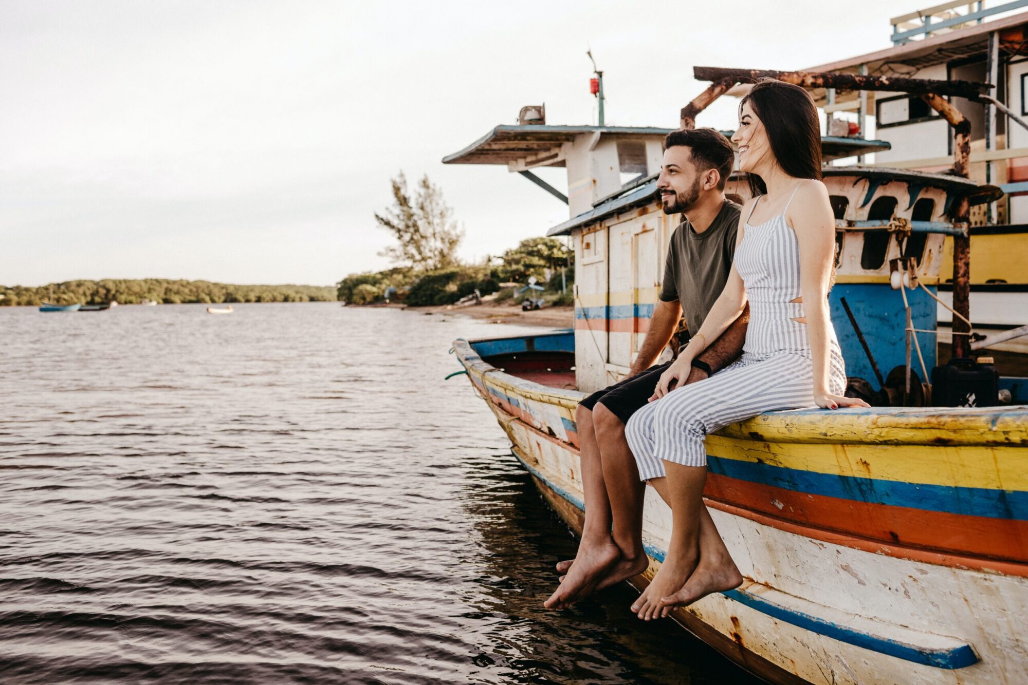 Couple sitting on a boat