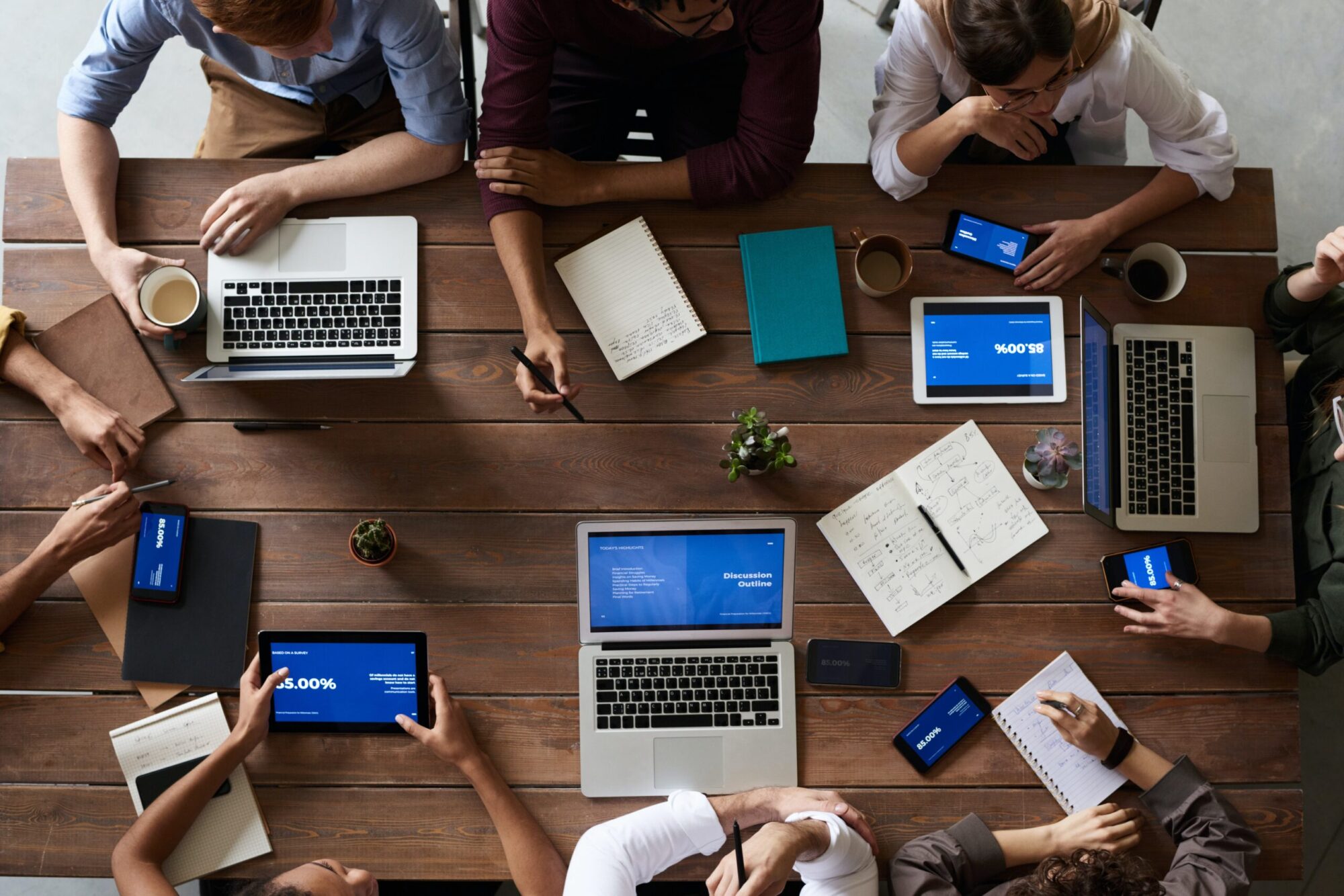 Group at table with computers