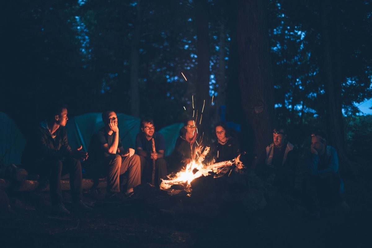 Group around campfire