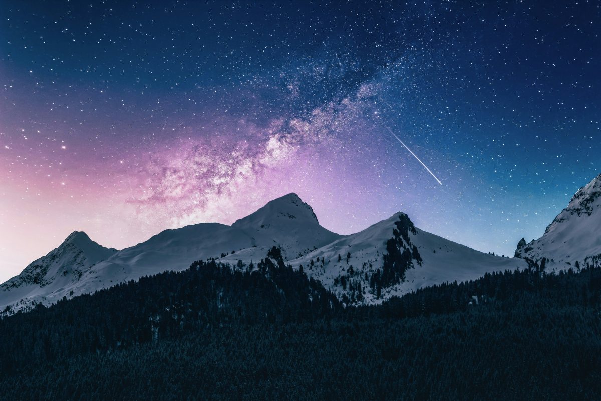 mountains night stars