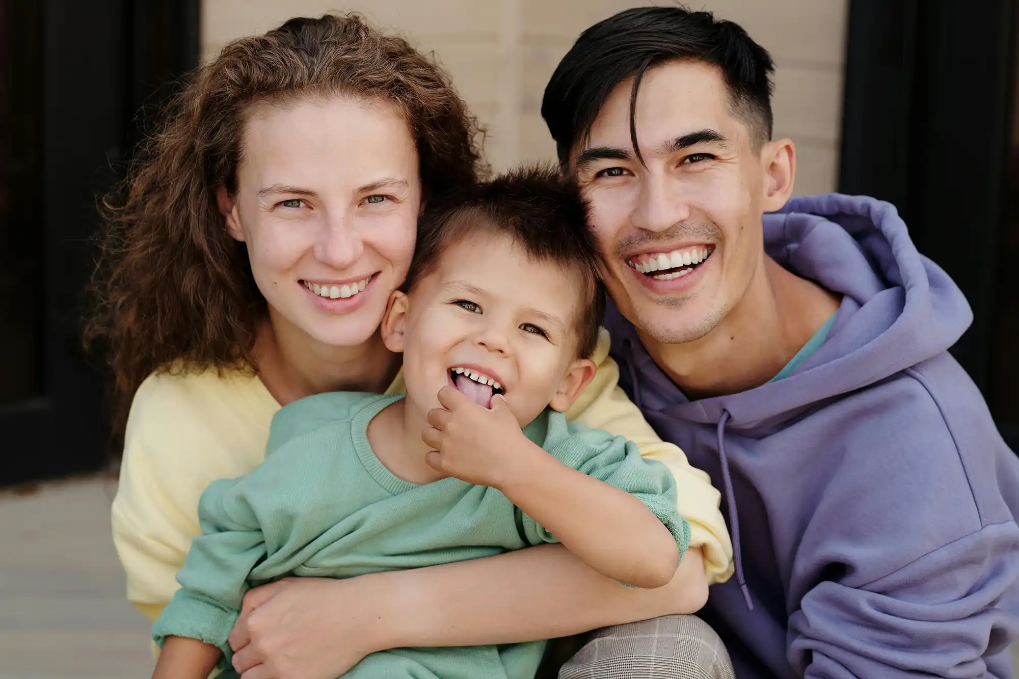 mother, father, young boy