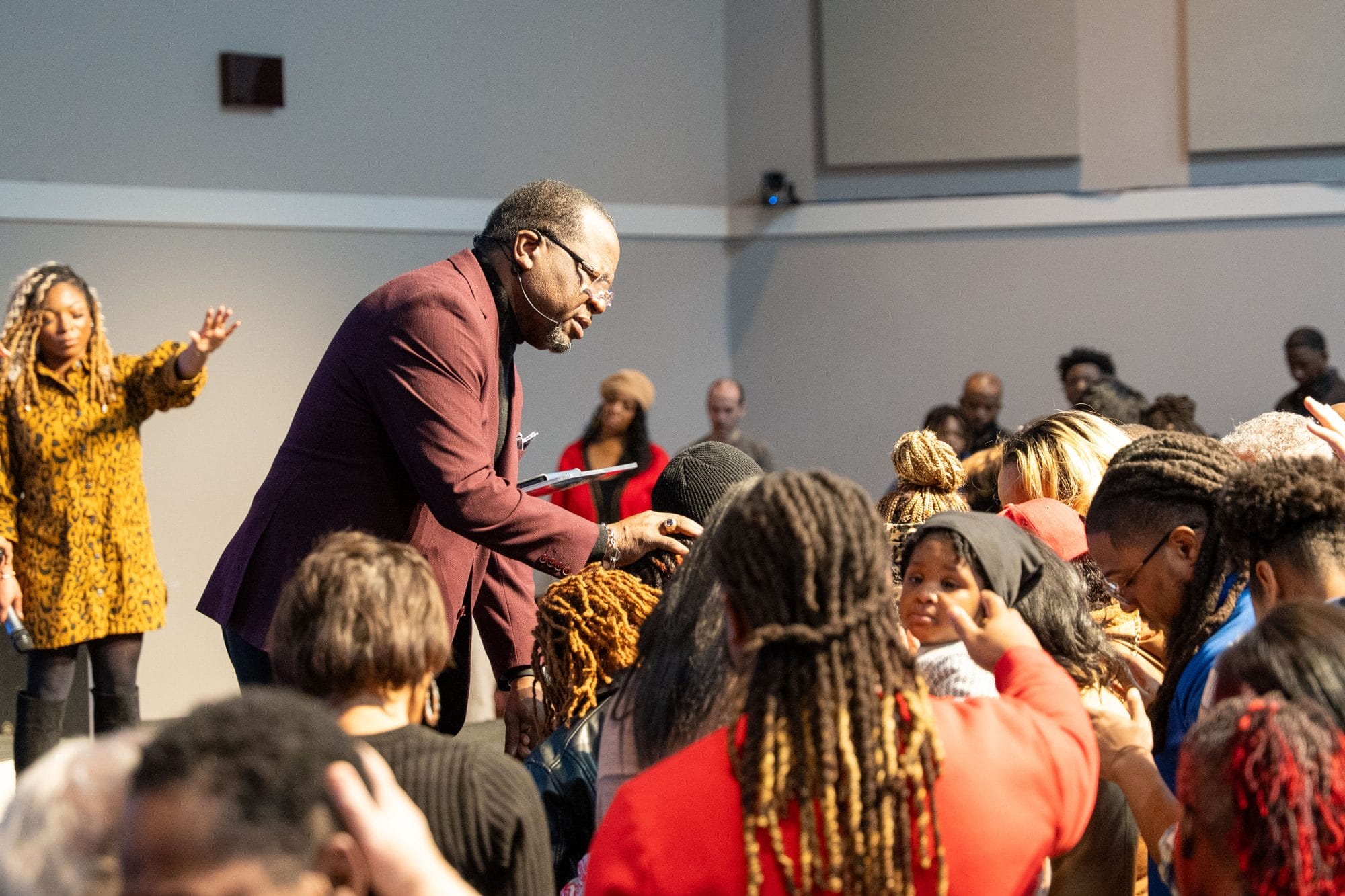 Bishop Arnold preaching during service at Grace United