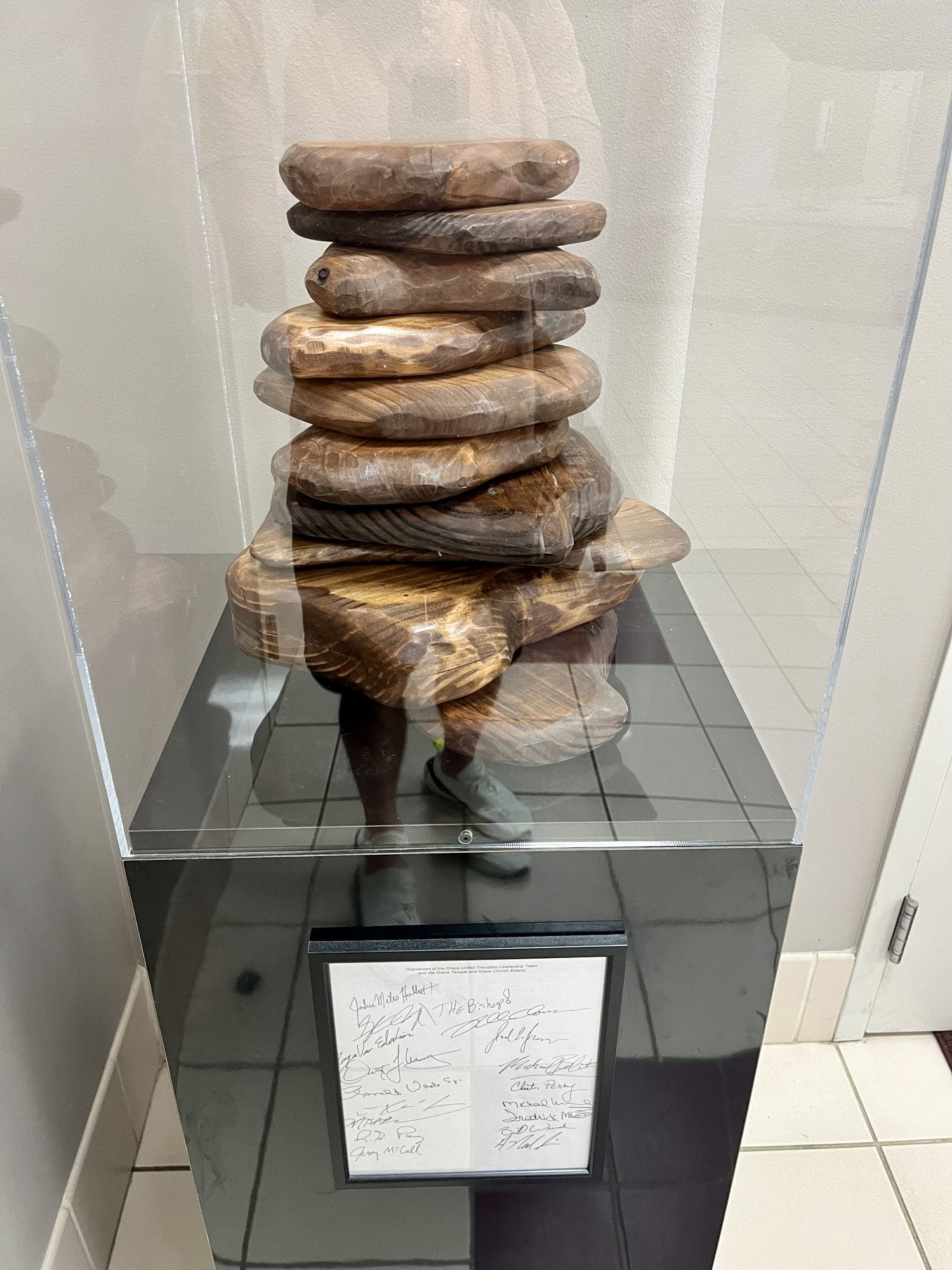 Stones display from a ceremony at Grace United