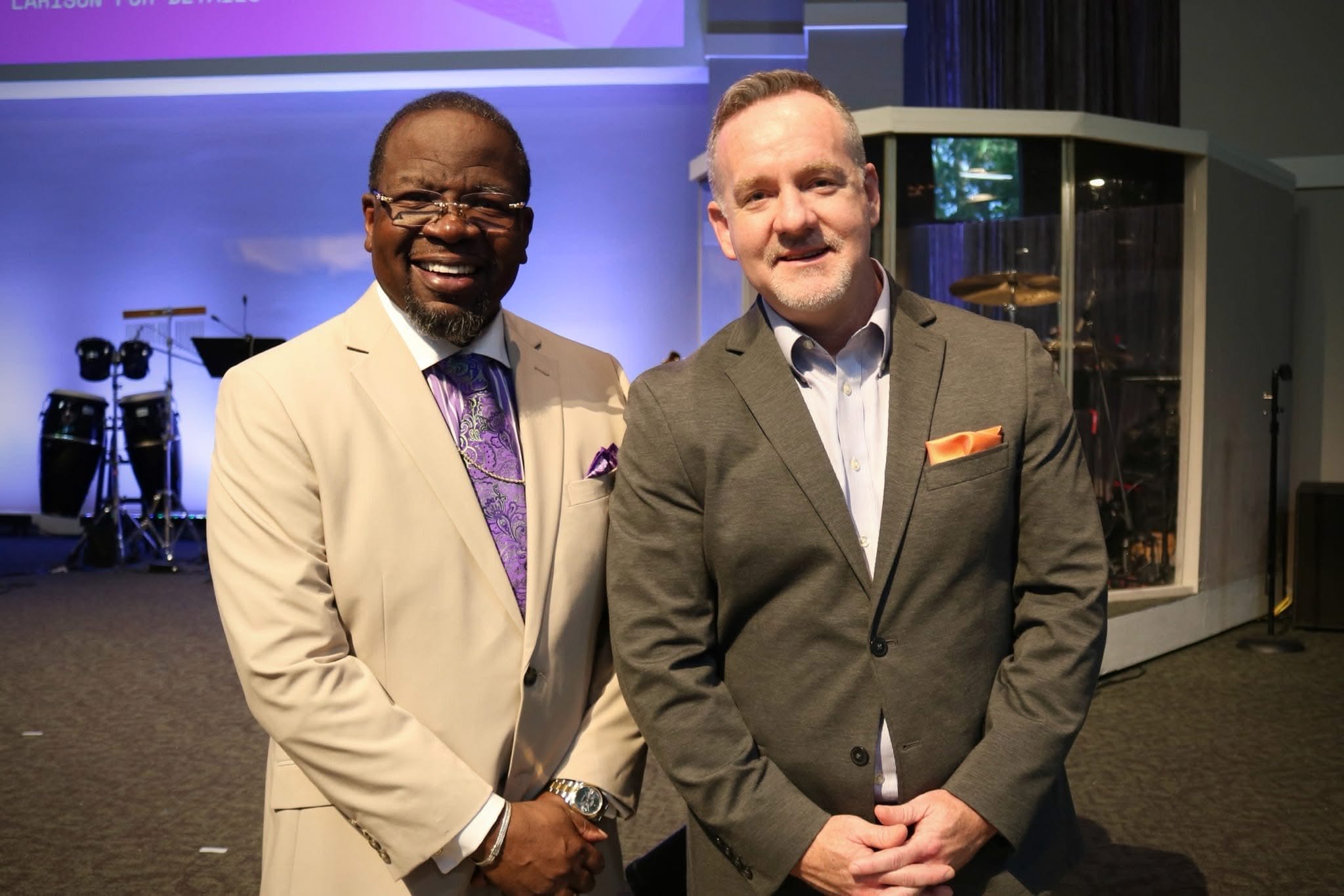 Bishop Steven Arnold and Joshua Hurlburt, pastors at Grace United in Little Rock, Arkansas