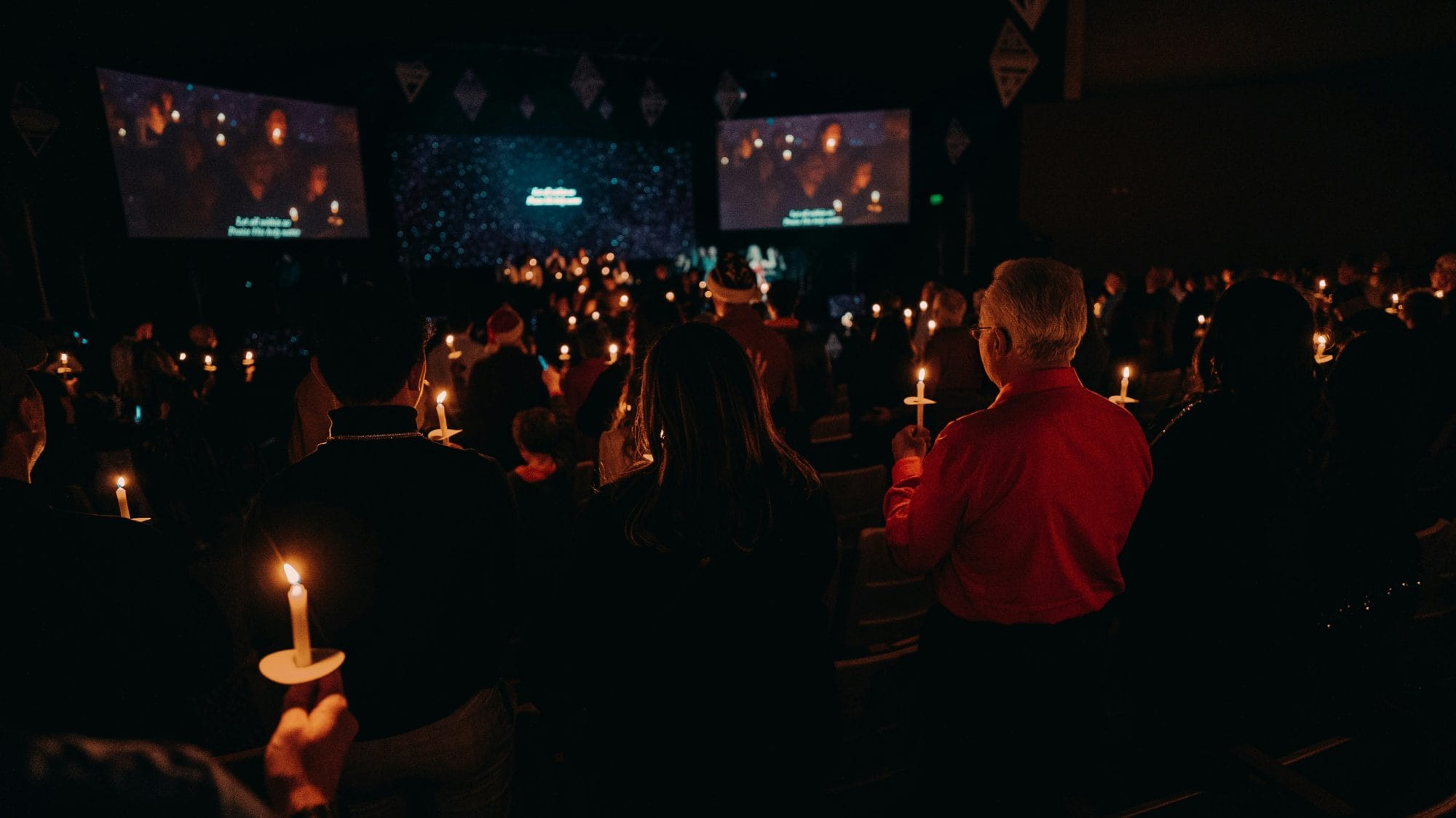 Christmas candlelight service at church
