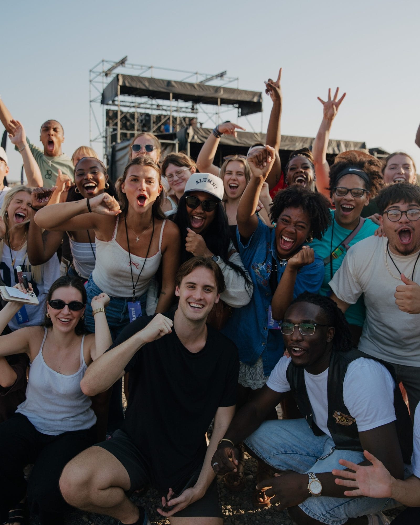 young people excited at music festival