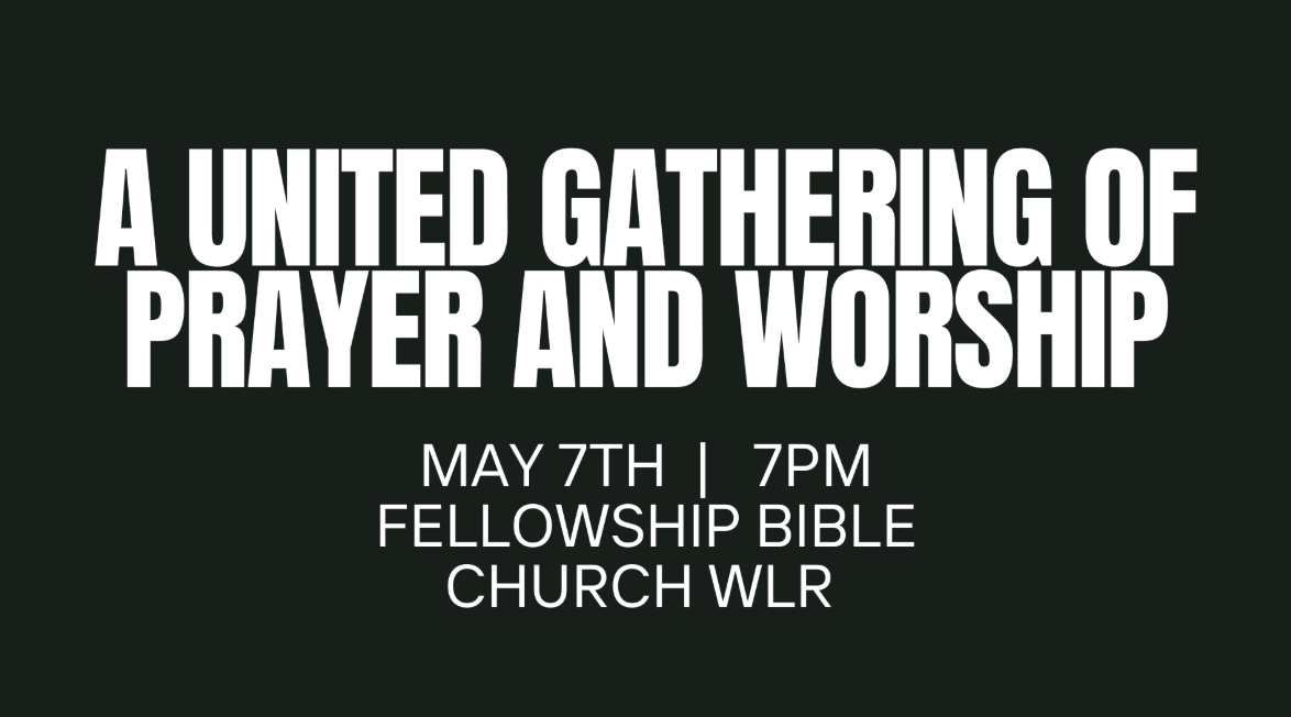 Info flyer for May citywide prayer gathering called A United Gathering of Prayer and Worship